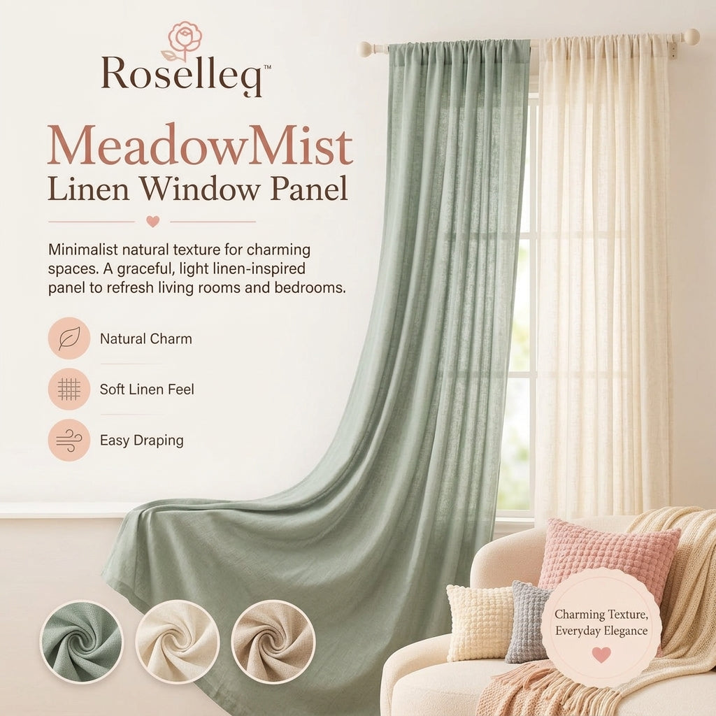 Roselleq™ MeadowMist Linen Window Panel