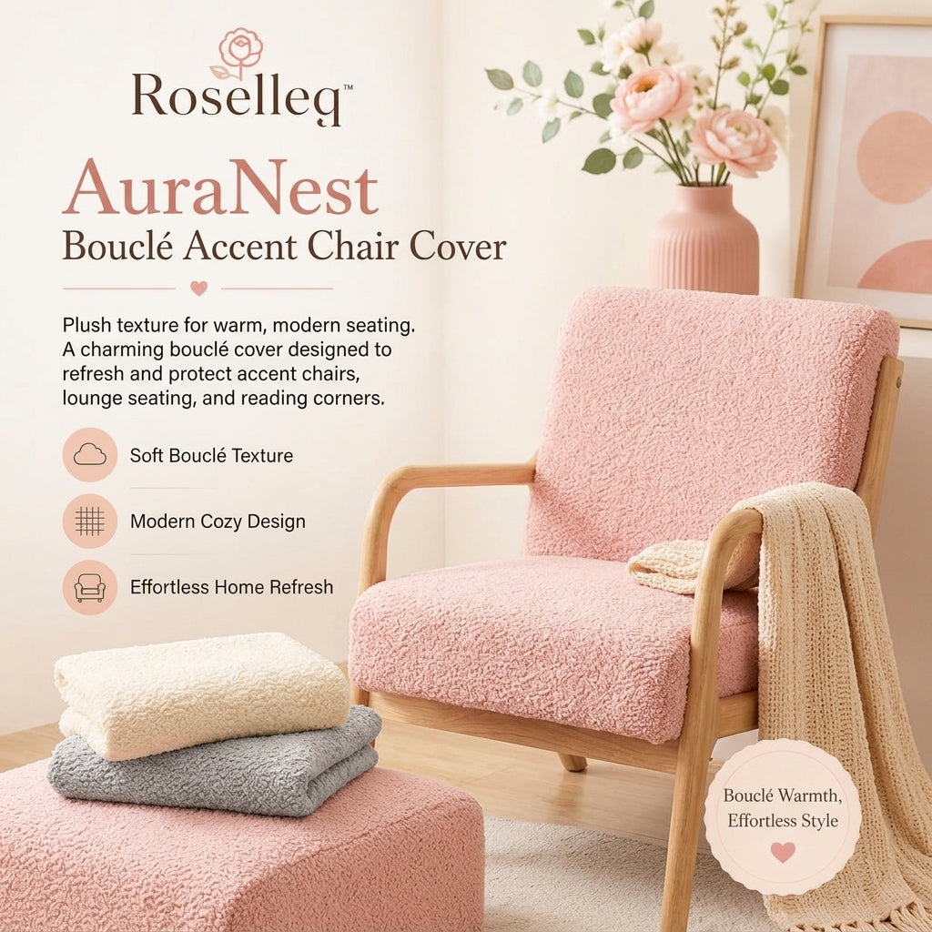Roselleq™ AuraNest Bouclé Accent Chair Cover