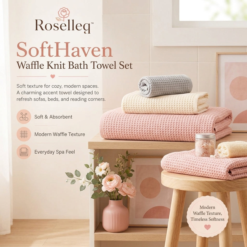 Roselleq™ SoftHaven Waffle Knit Bath Towel Set